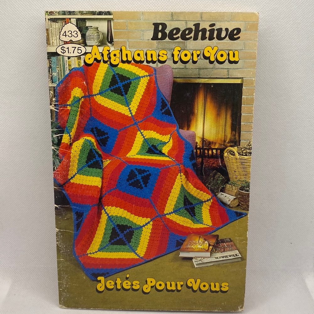 Beehive Afghans for You Knitting & Crochet Patterns 433 Vintage Patons 1980s